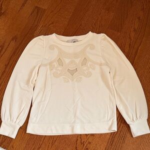 LOFT Cream Textured Knit Top